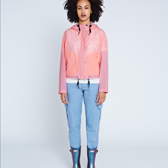 Hunter Rain Jacket Pink Cropped Size S 